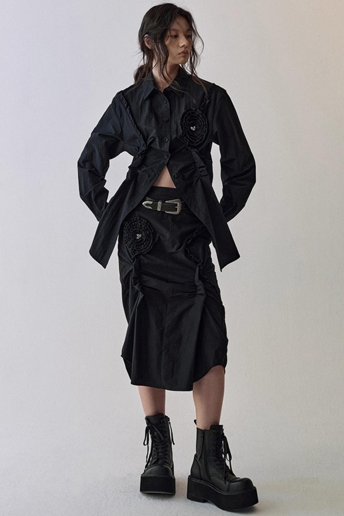 Petal Plaid Flower Shirt Set-Up