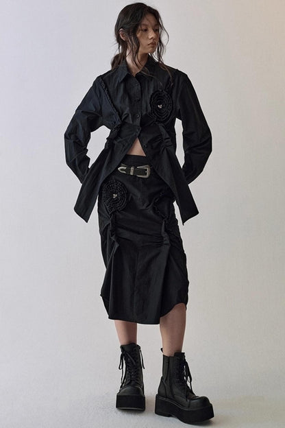 Petal Plaid Flower Shirt Set-Up