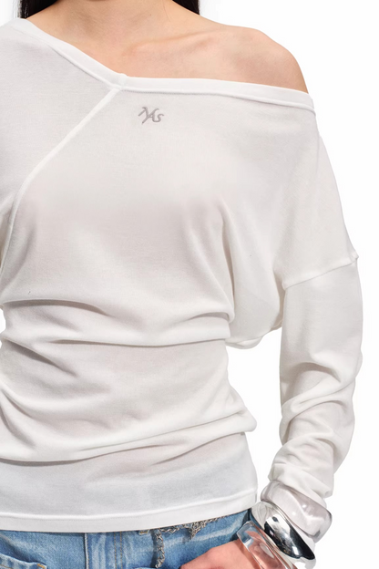 Merino Wool One-Shoulder Knit Top