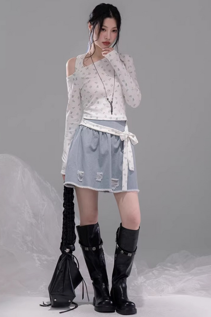 Floral Off-Shoulder Knitted Top