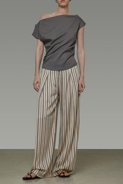 High-Waist Striped Wide-Leg Pants