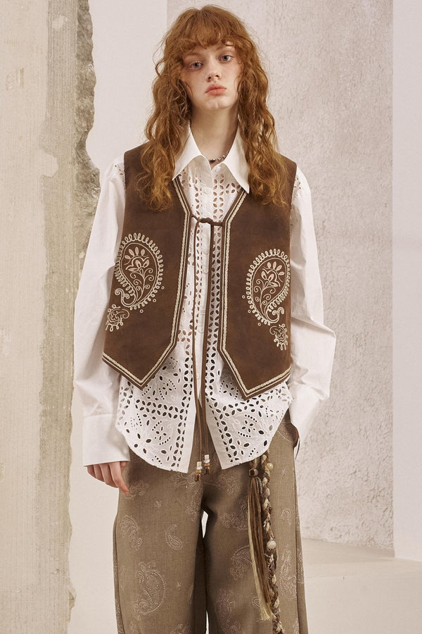 Cashew Flower Leather Vest