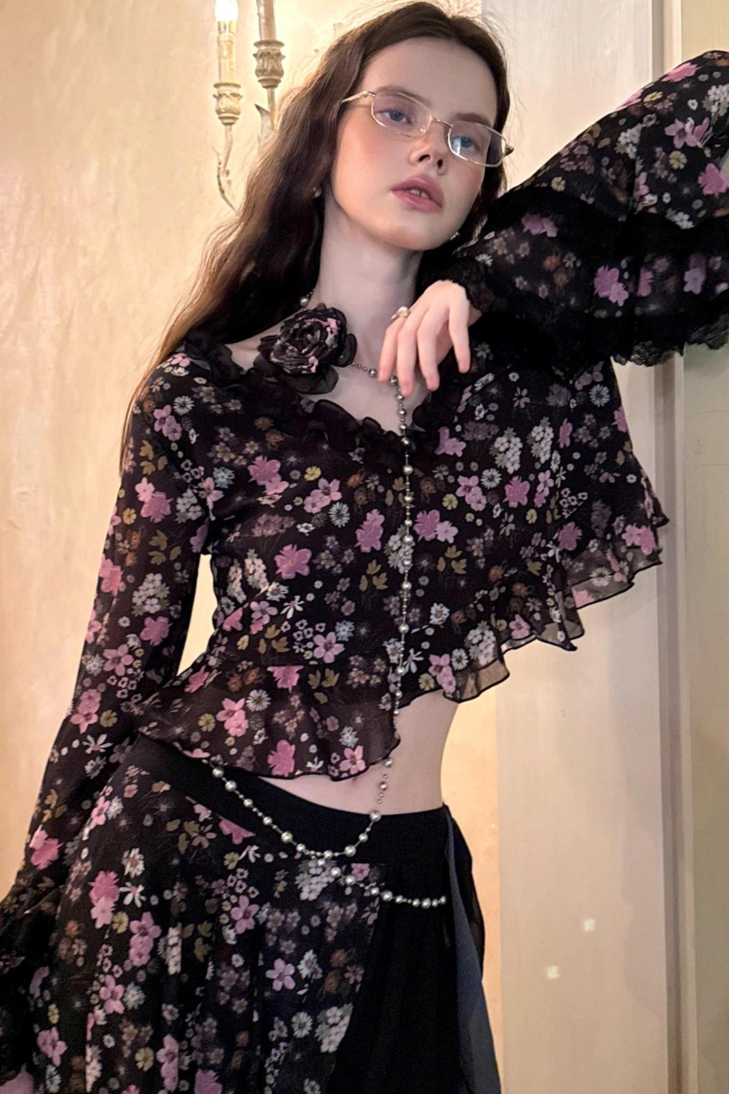 Dark Night Floral Shirt Set-Up