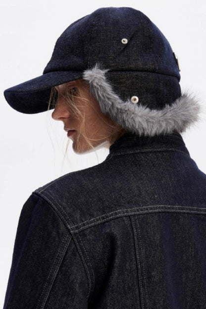 Furry Baseball Cap with Ear Protection