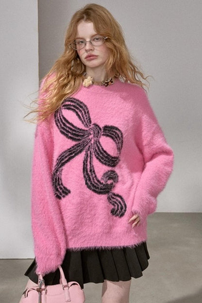 Striped Bow Knit Sweater