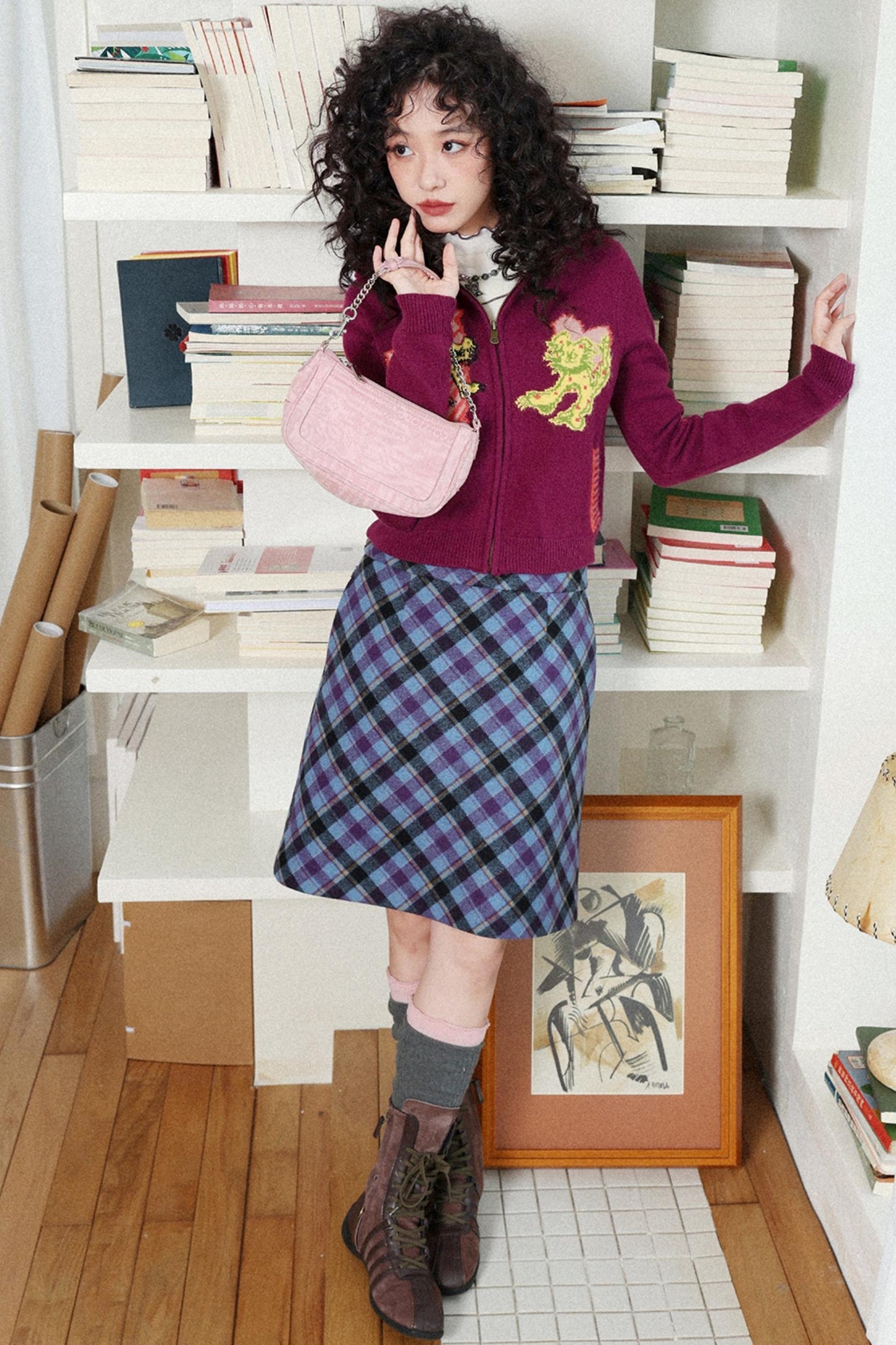 Night Wool Tweed A-Line Skirt