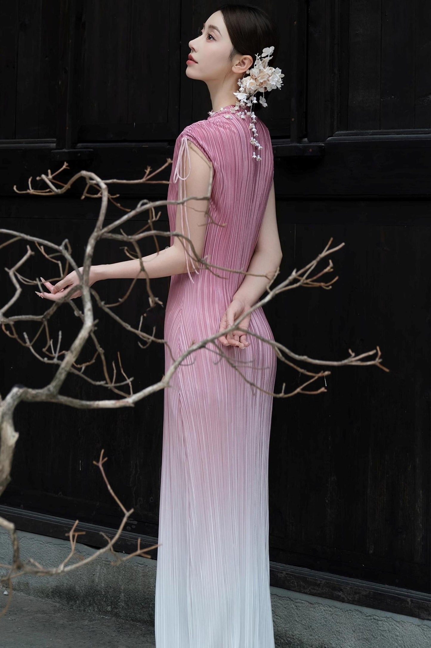 Summer Pink Pleated Dress