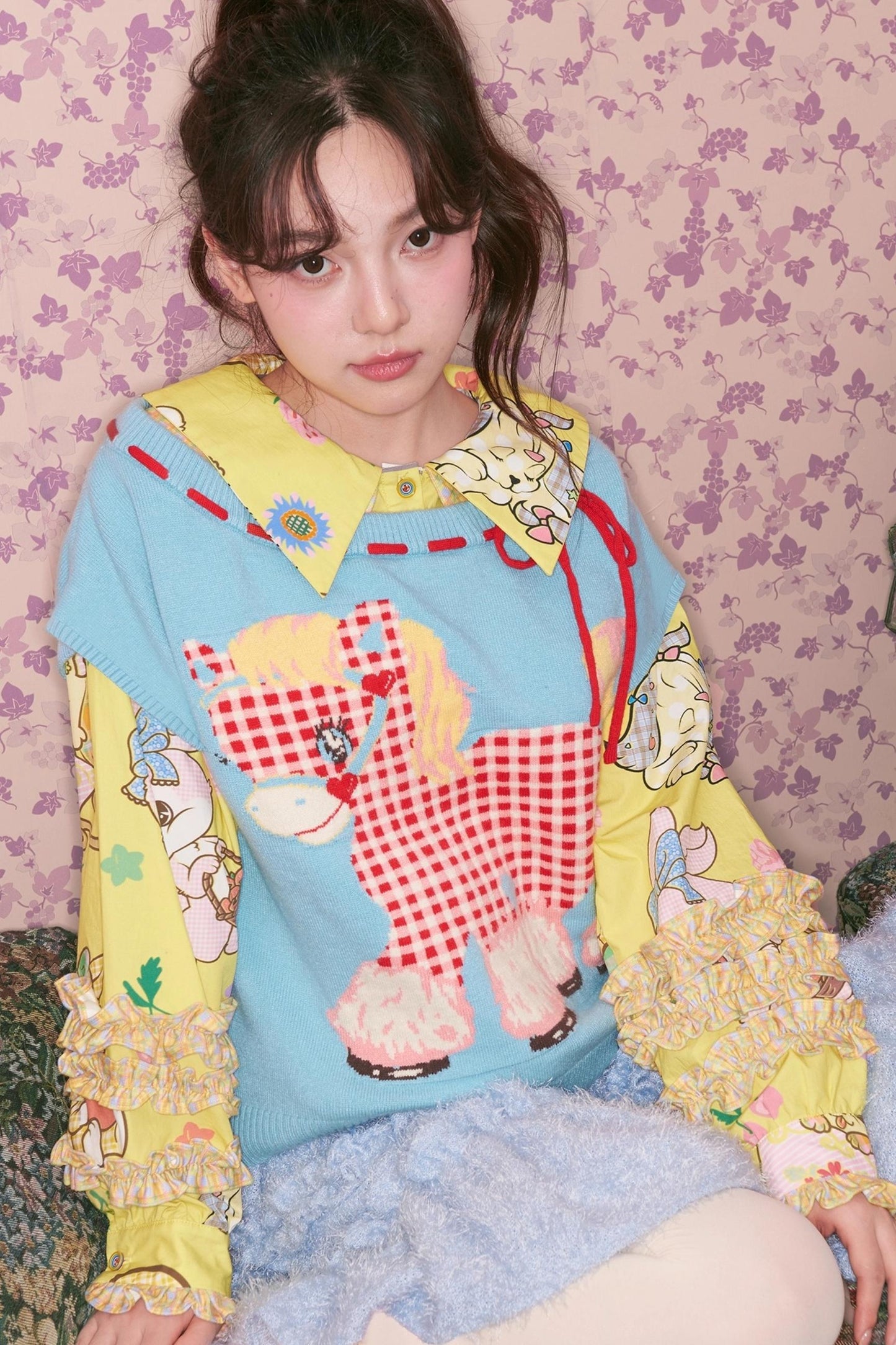 Plaid Pony Knitted Vest