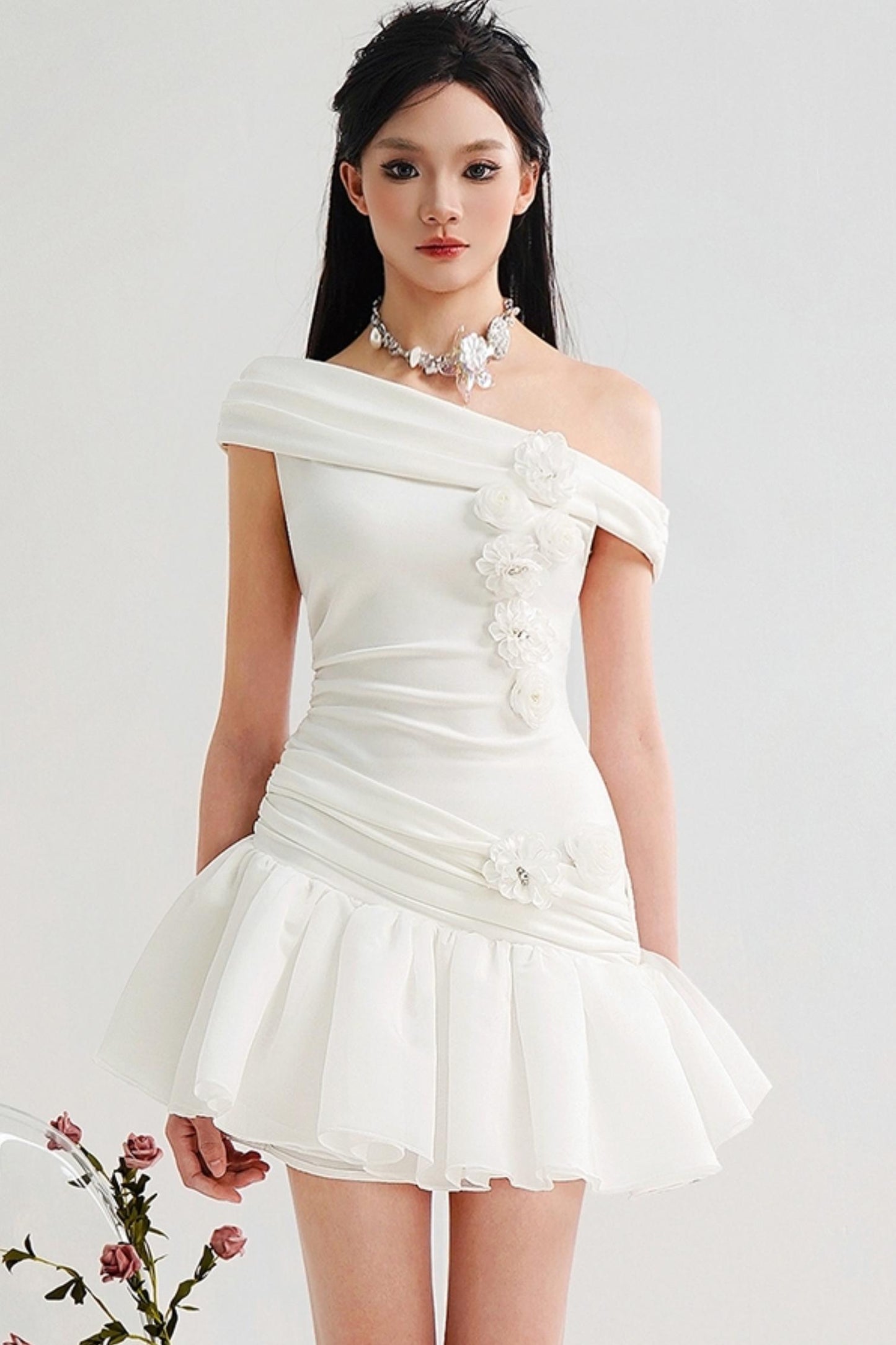 Ethereal Off-Shoulder Organza Dress