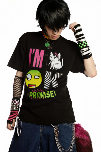 Emo Printed Punk Style T-Shirt