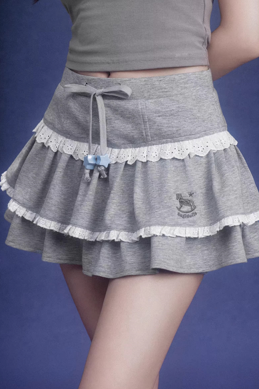 Grey Cake Pants Skirt