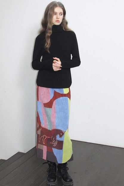 Retro Ivy League Print Skirt