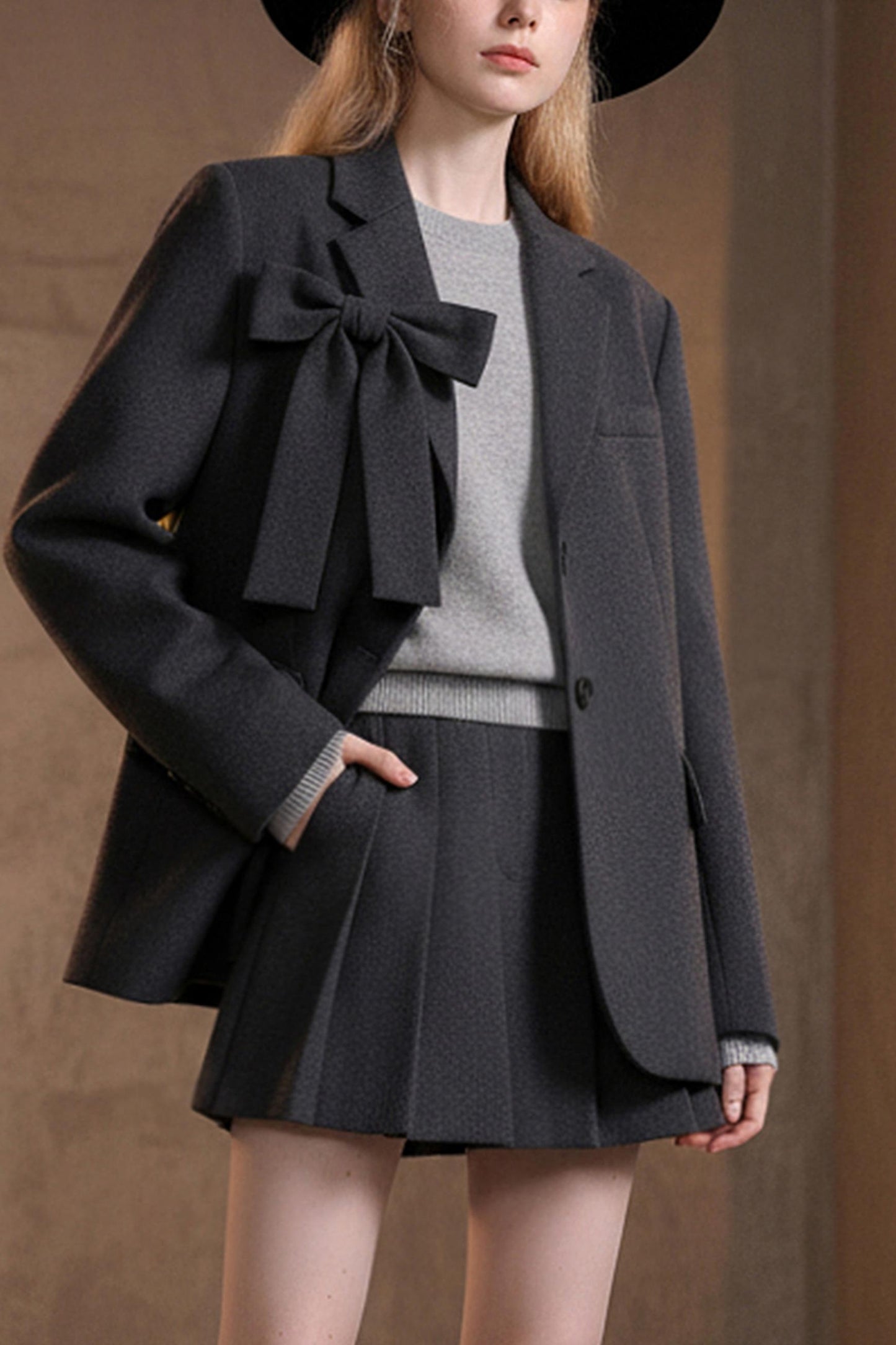 Temperament Bow Jacket & Skirt Set-Up