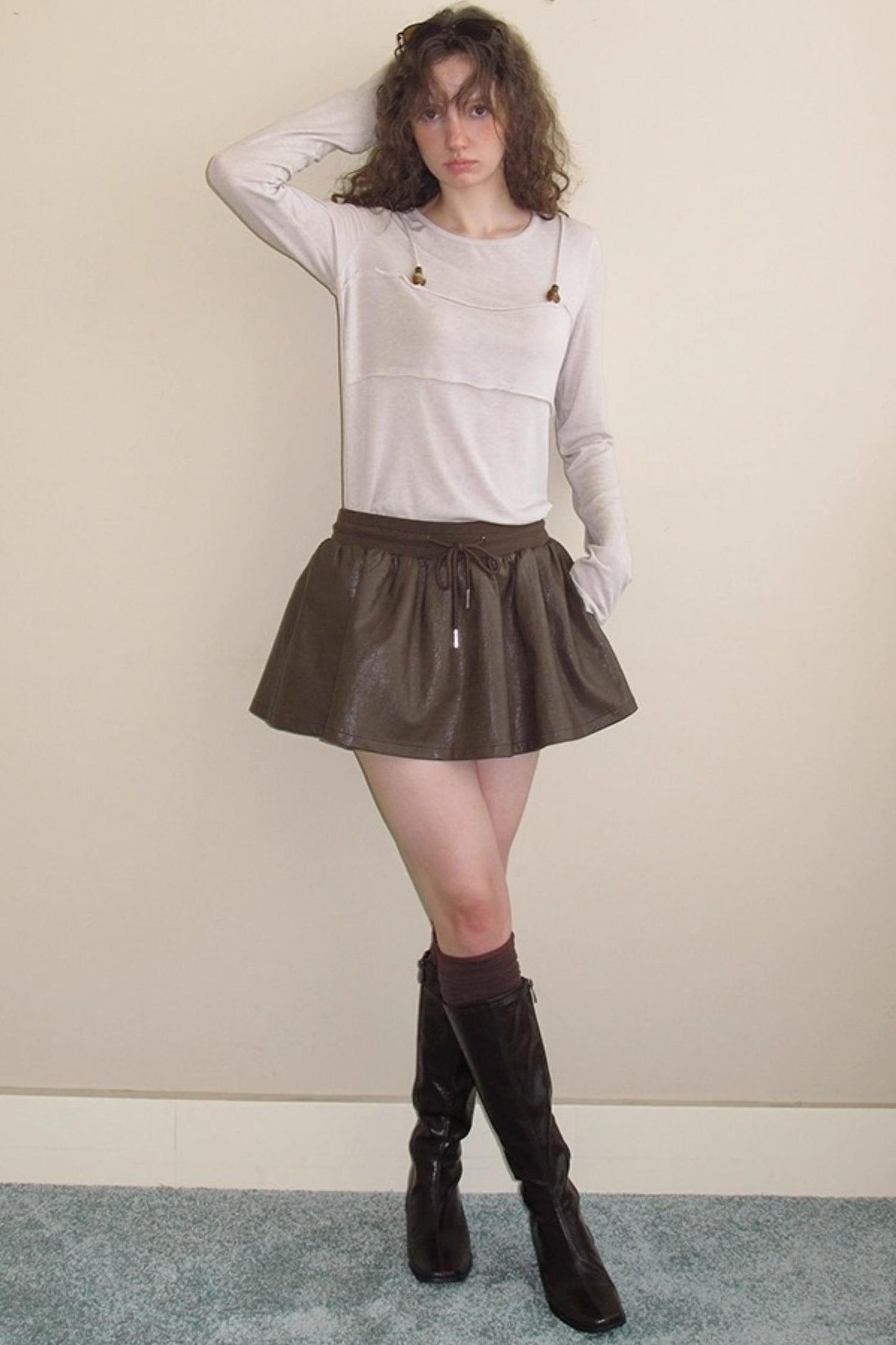 Vintage Distressed Leather Skirt