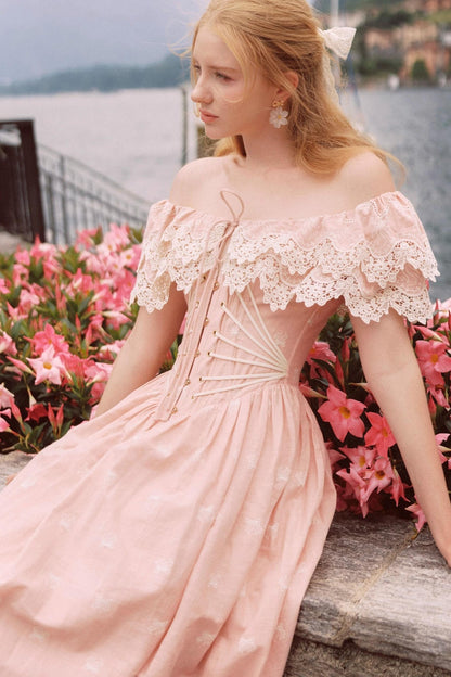 French Herringbone One-Shoulder Dress