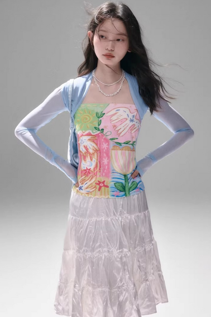 Mesh Splicing Hand-Painted Vest Top