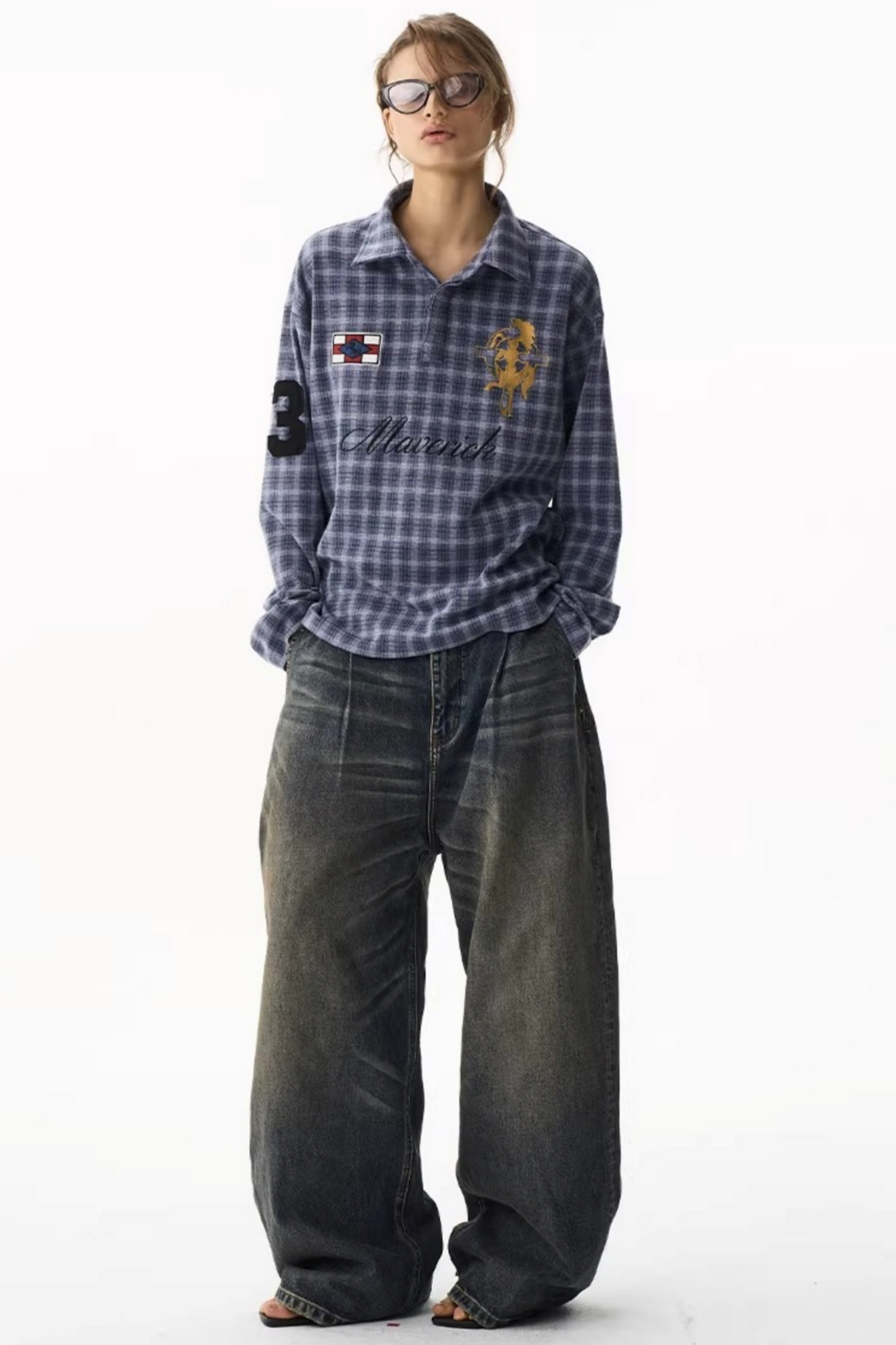 American Retro Plaid Polo Shirt