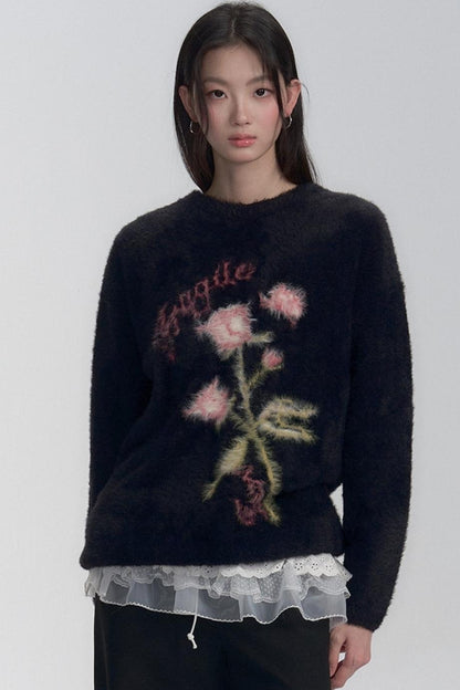 Mink Rose Fluffy Sweater