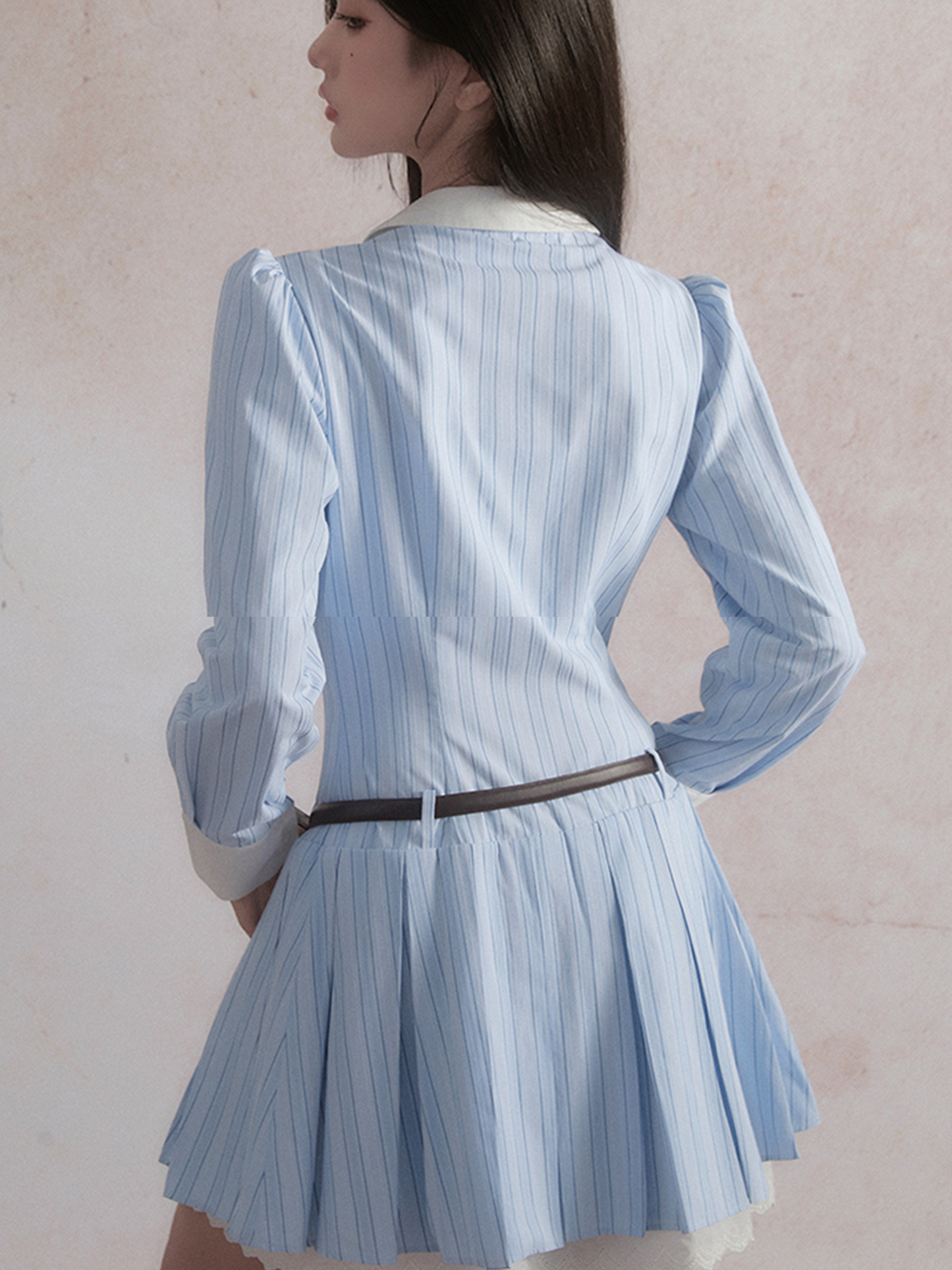 Front Button Frilled Stripe Dress