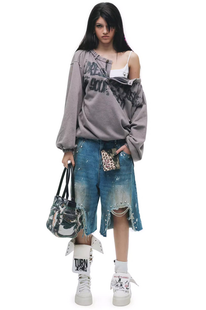 Grunge Gelbe Denim-Shorts