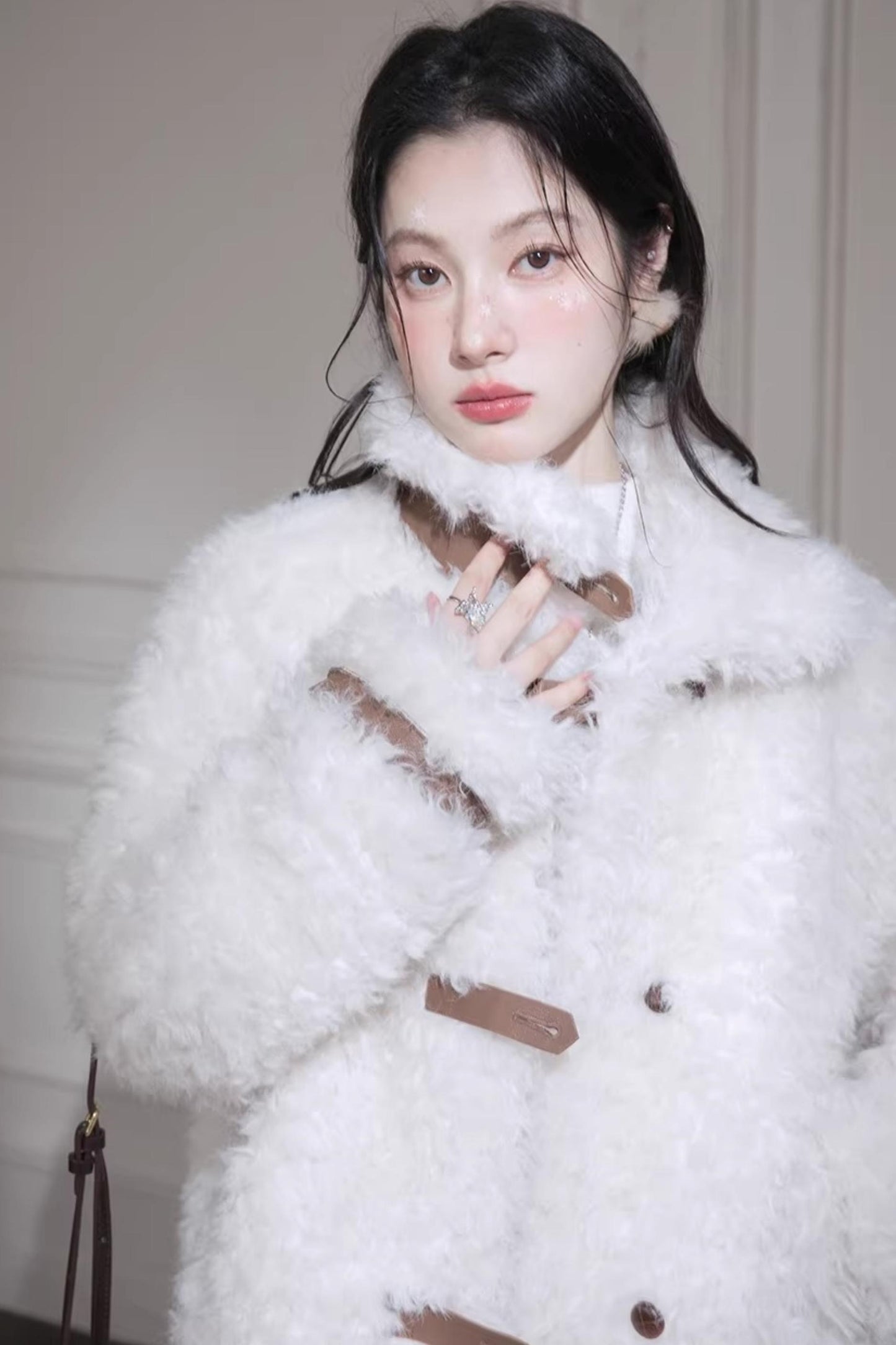 Velvet Curly Fur Coat Set