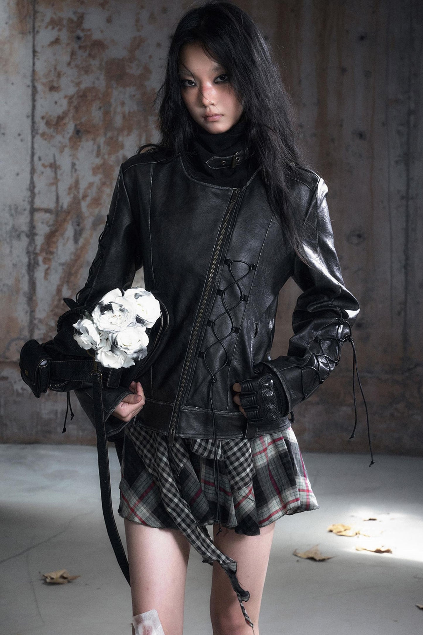 Panelled Knit Leather Jacket