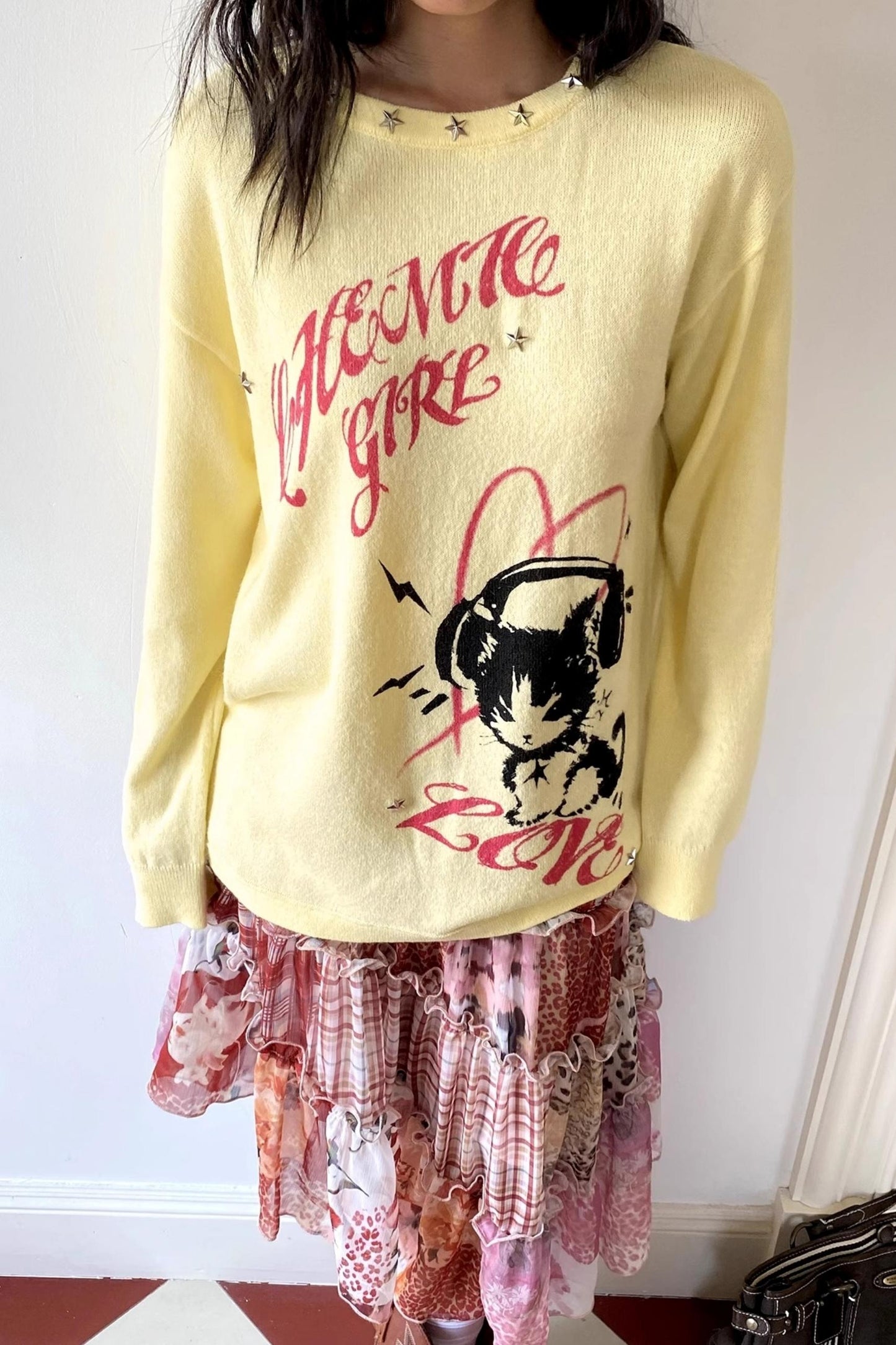 Kitten Note Knitted Sweater