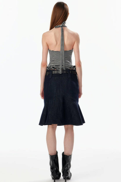 Wide-Waisted Fishtail Skirt