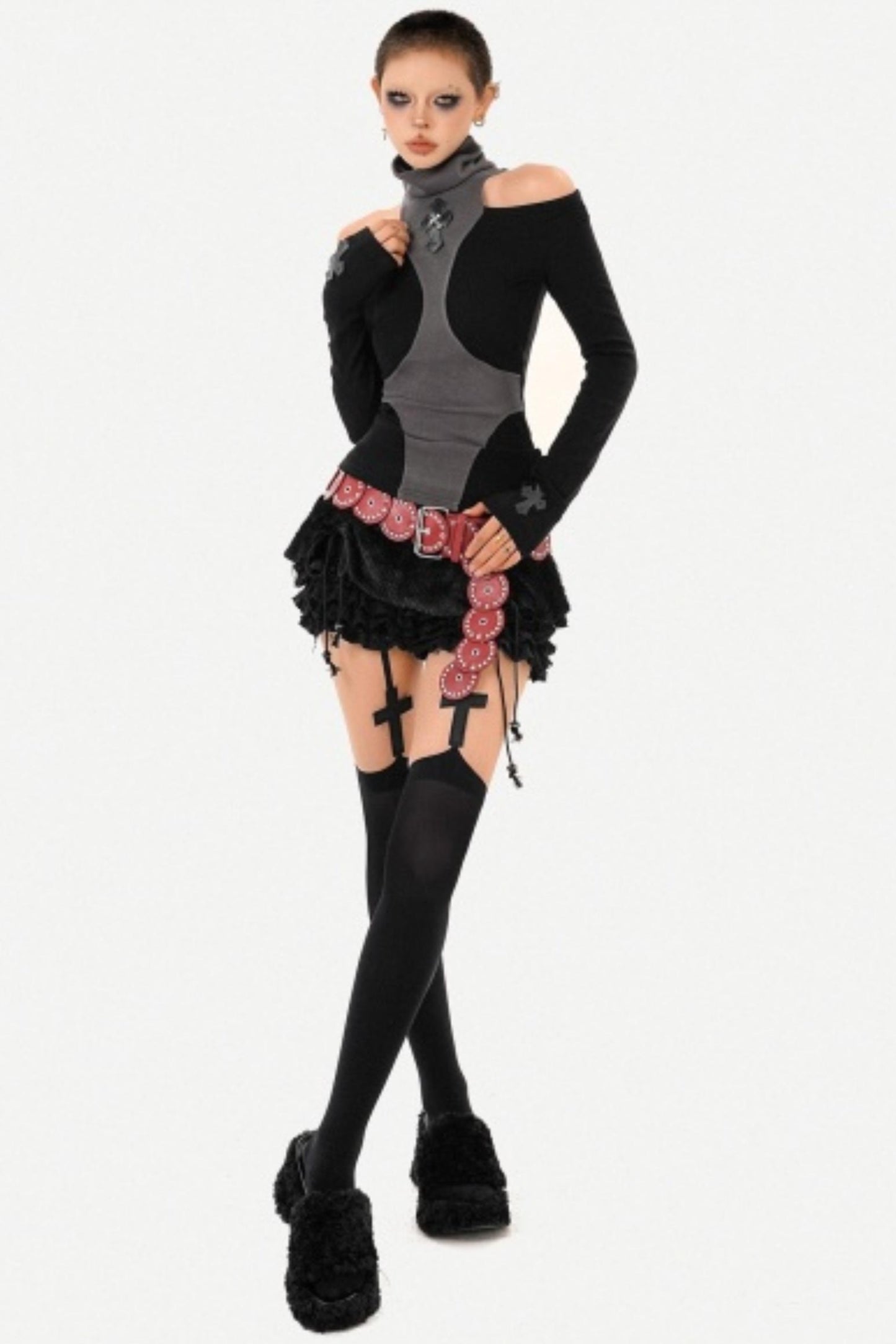 Black Asymmetrical Off-Shoulder Top