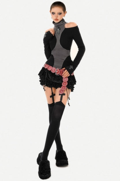 Black Asymmetrical Off-Shoulder Top