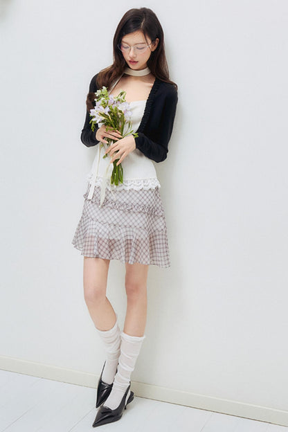 Black Drawstring Lace Cardigan