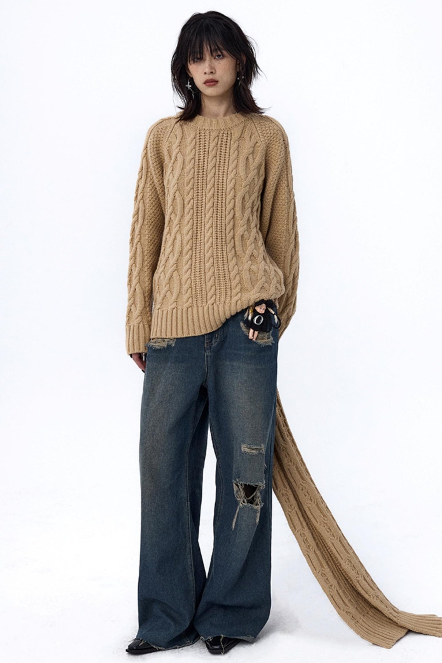 Retro Cable Loose Knitwear