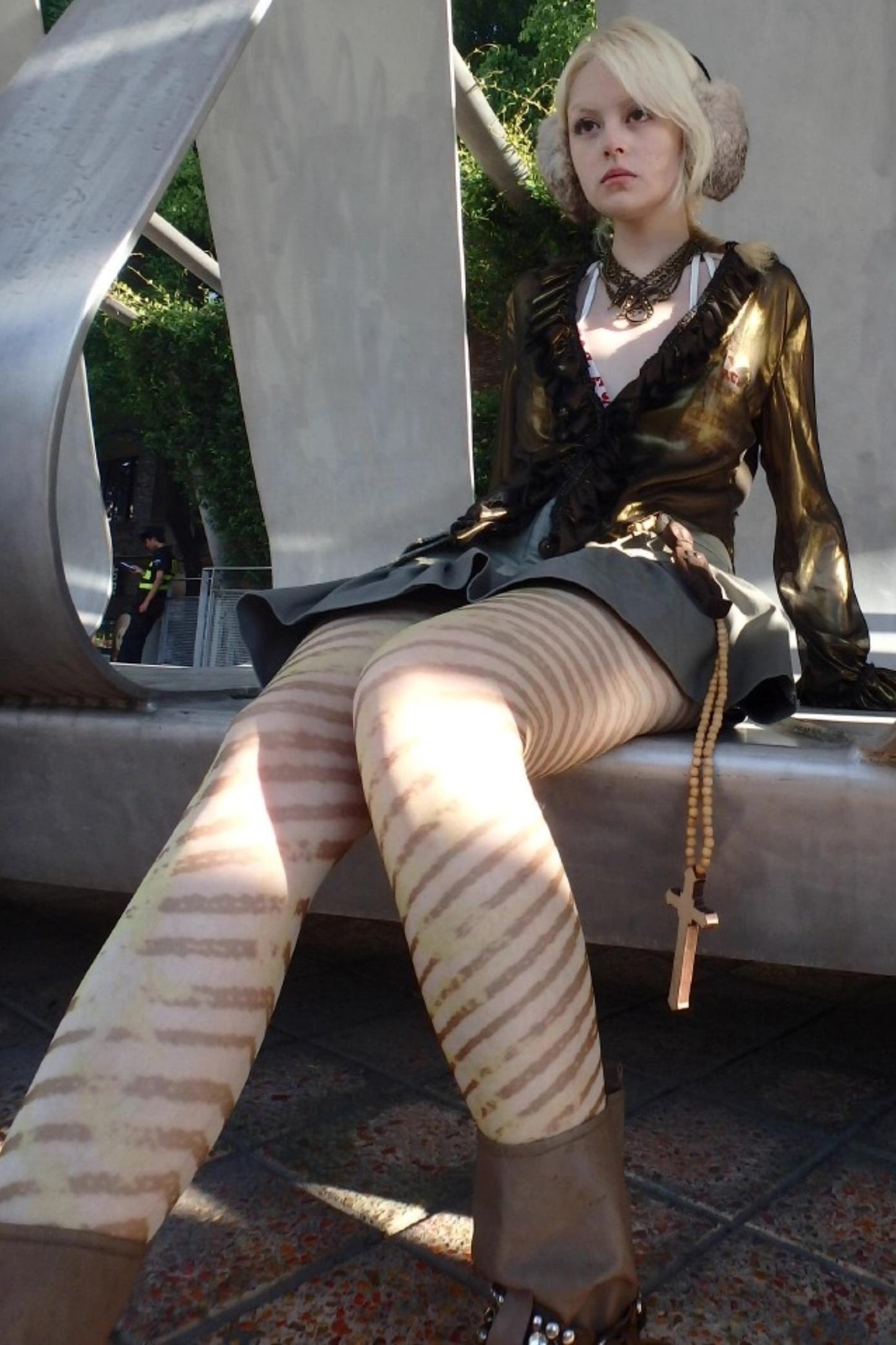 Hand-Painted Striped Ultra-Thin Stockings