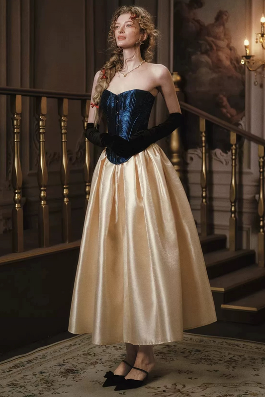 French Blue Corset Skirt Set-Up