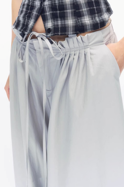 Waist Ruched Wide-Leg Pants