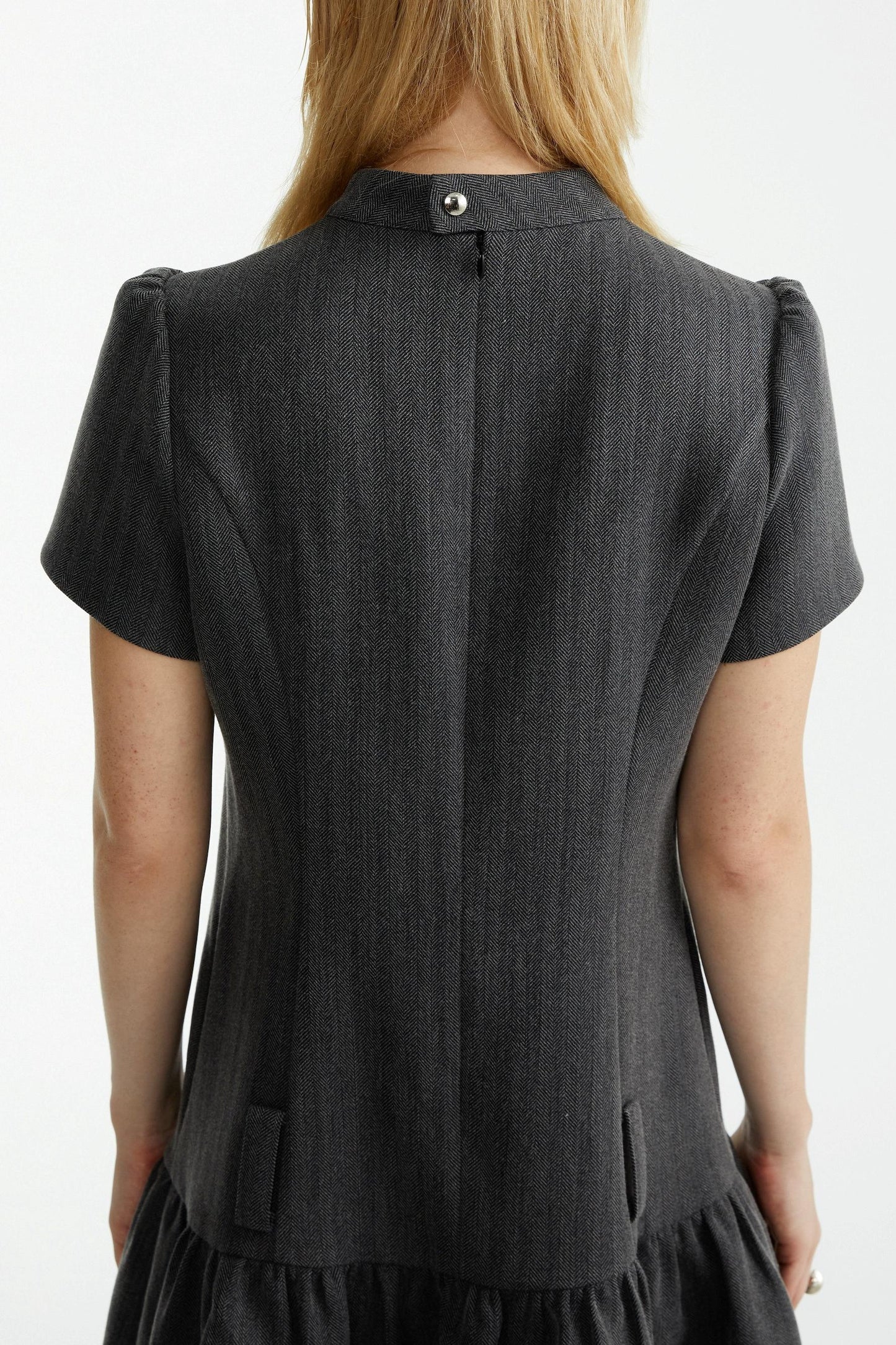 Dark Grey Large Button Dress