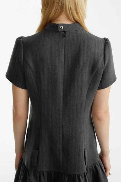 Dark Grey Large Button Dress