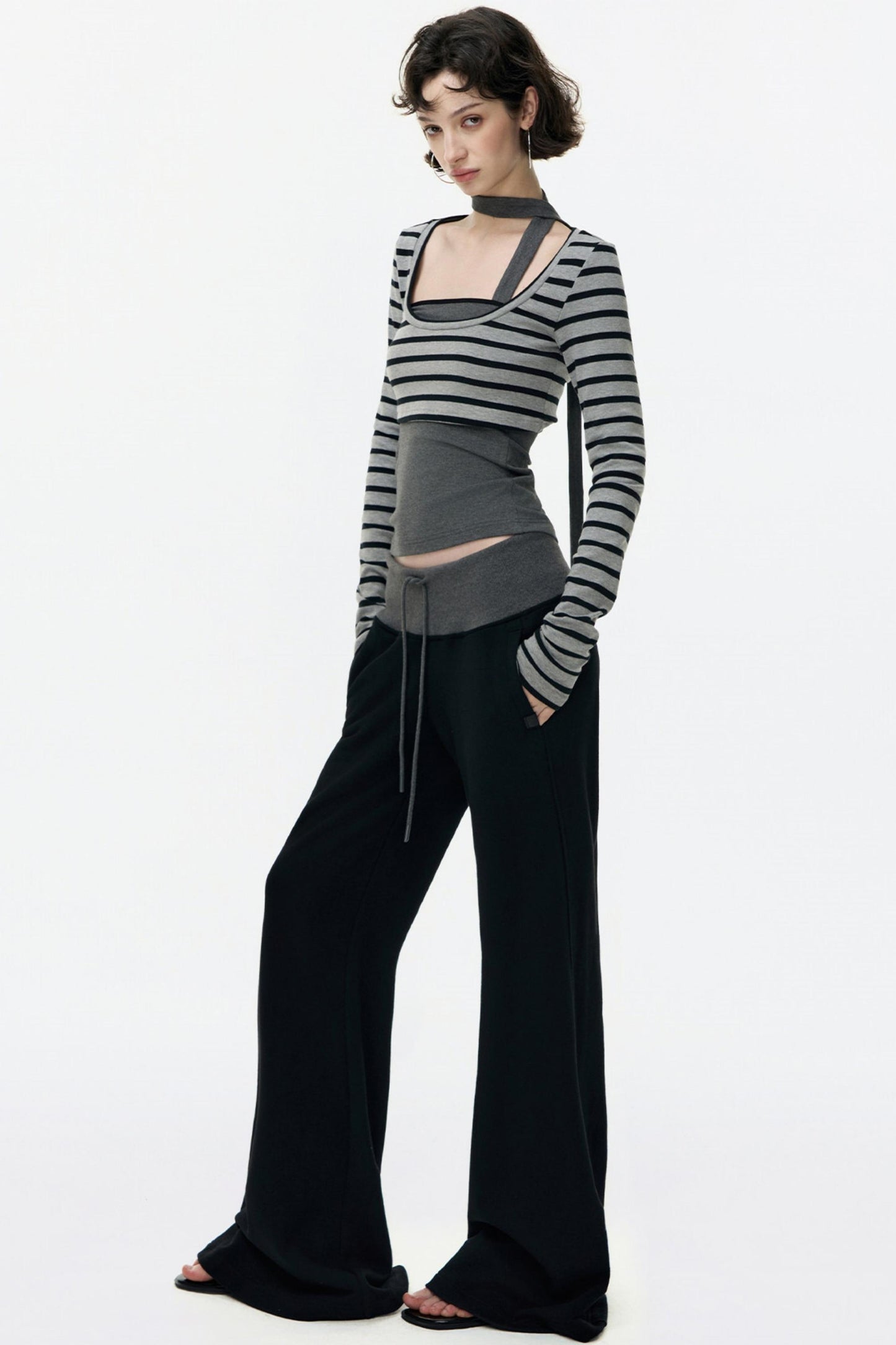 Color-Blocked Flared Sweatpants