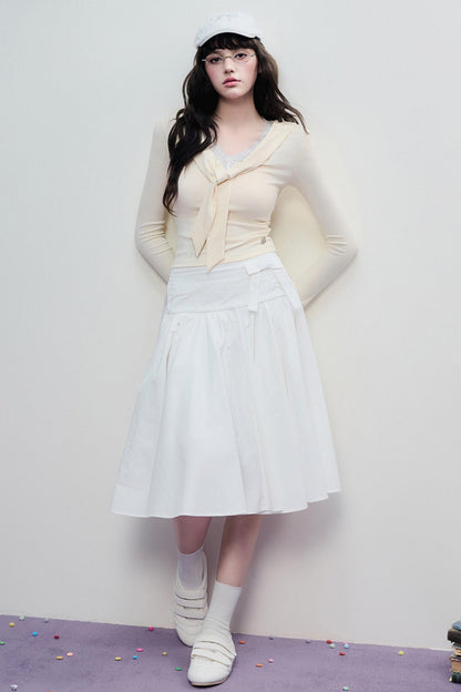 Spring Pleated Line Umbrella Skirt