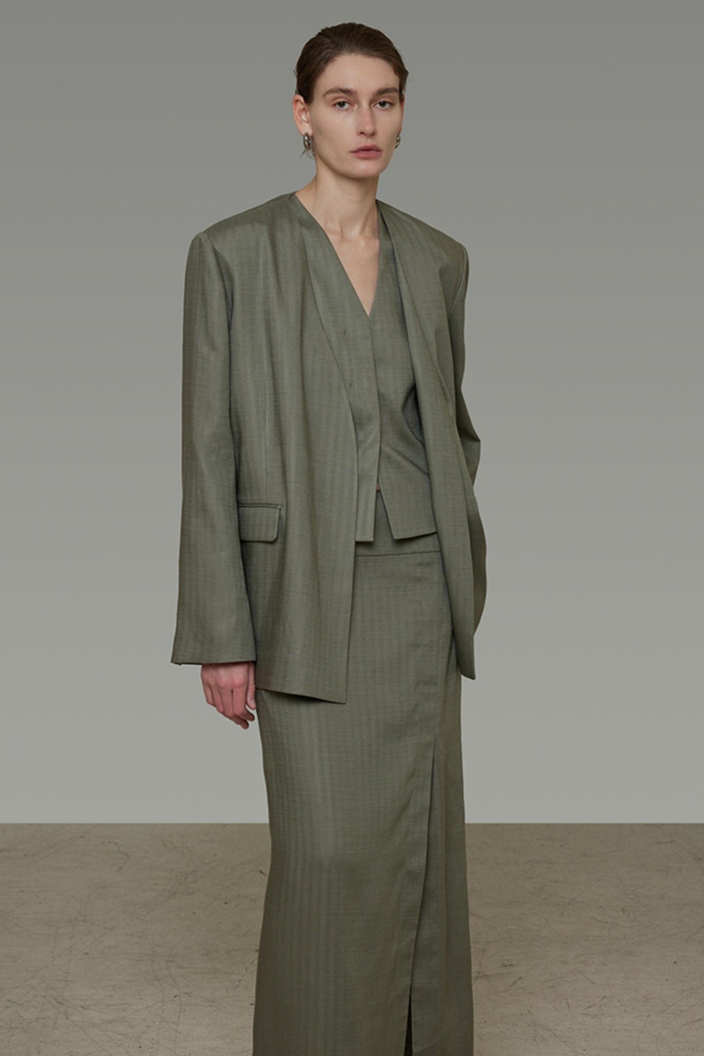 Autumn Draped Loose Vest Skirt Set-Up