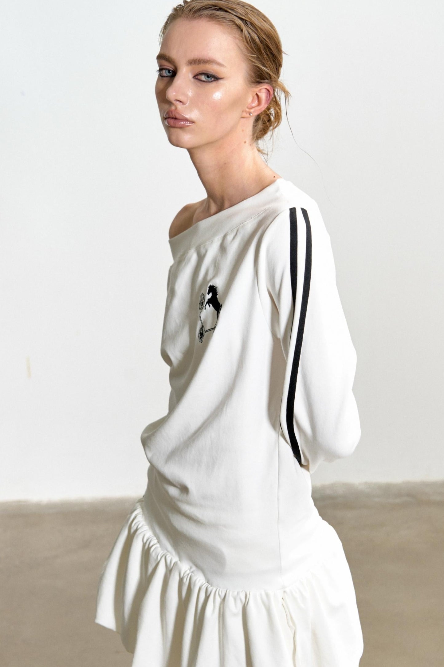 Slouchy Pleated T-Shirt Dress