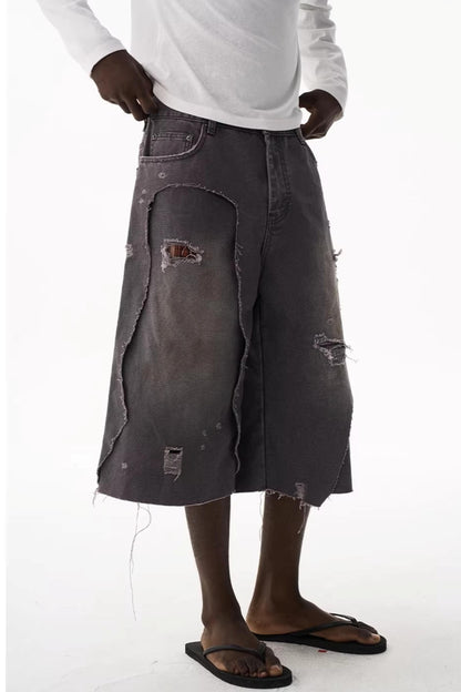 Double-Layer Distressed Shorts