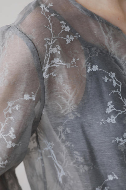 Plum Blossom Cardigan & Satin Dress Set