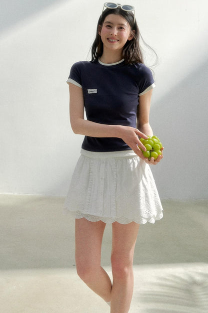 Pure White Embroidered A-Line Skirt