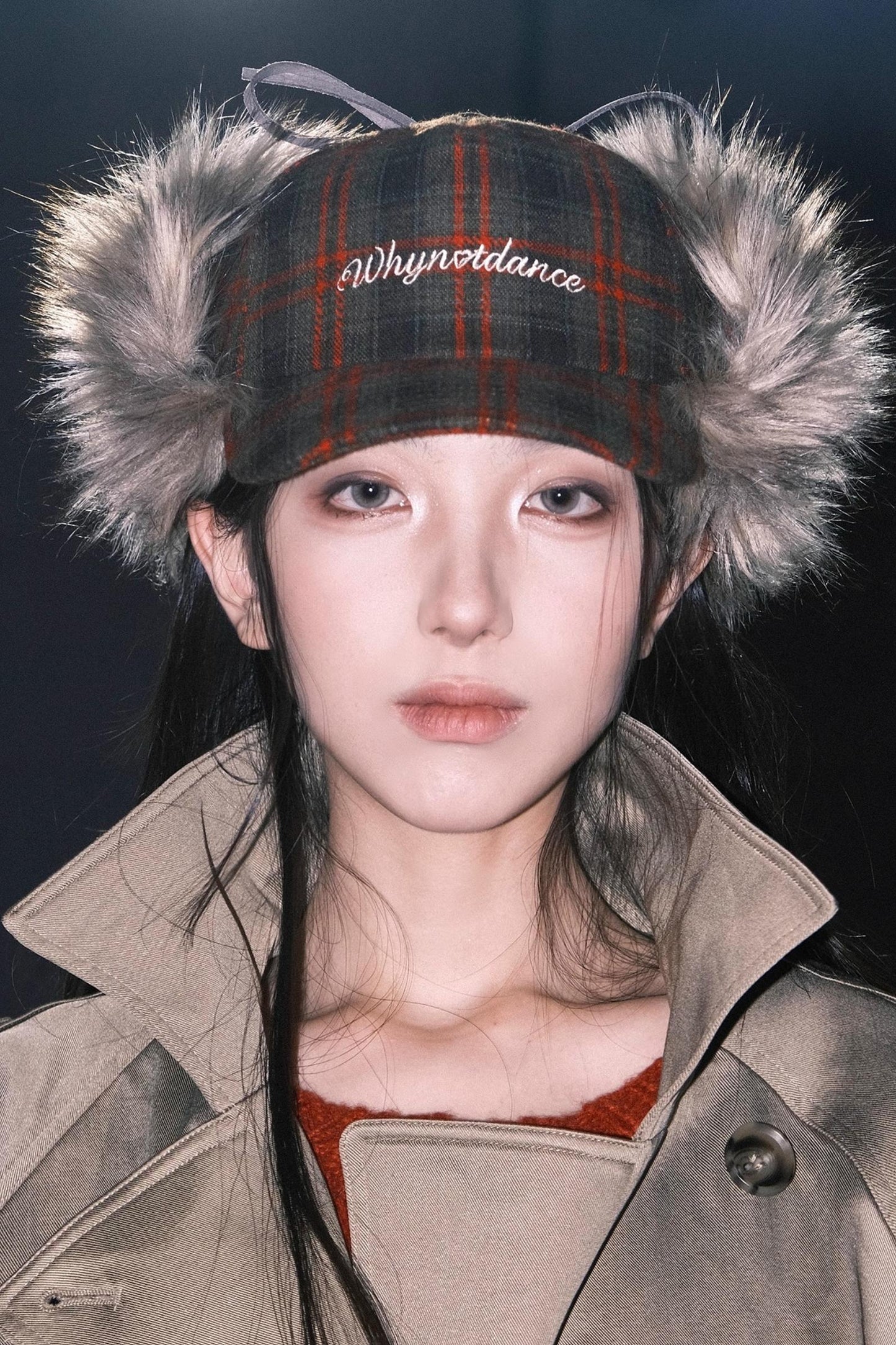 Punk Plaid Furry Earflap Hat