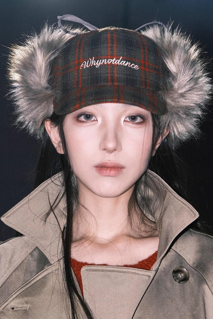 Punk Plaid Furry Earflap Hat