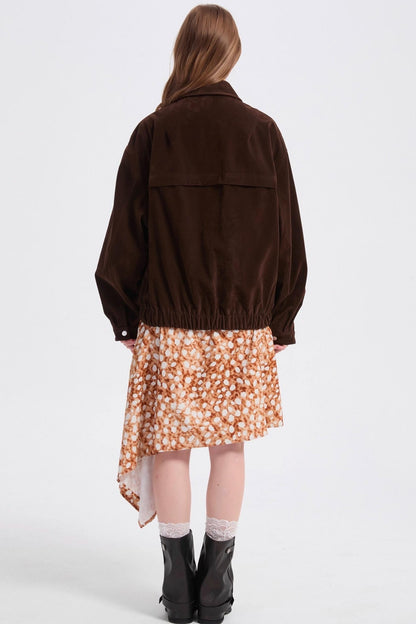 Autumn Corduroy Leopard Polka Dot Skirt