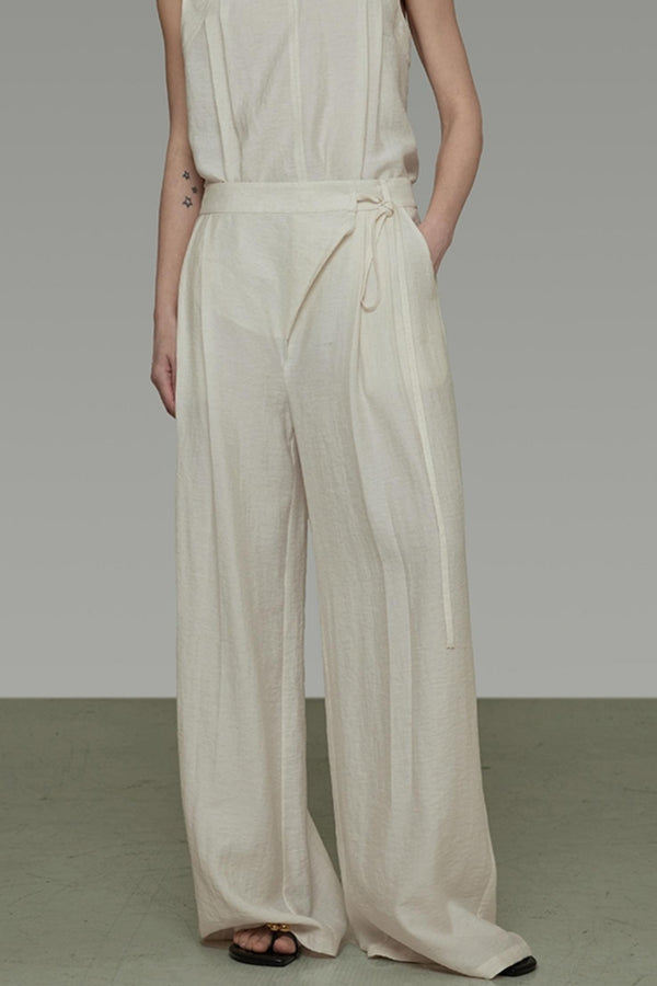 High Waist Draped Wide Leg Pants