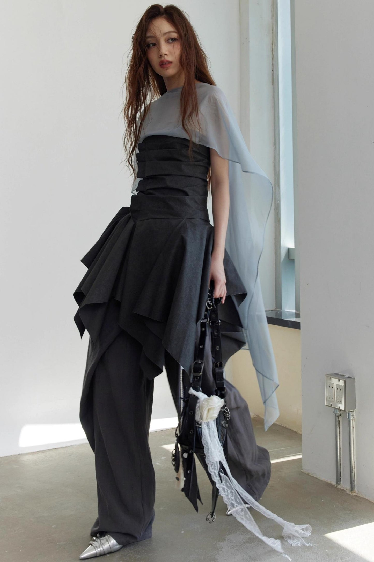 Dark Pleated Tank Top