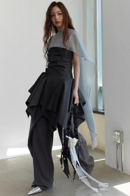 Dark Pleated Tank Top